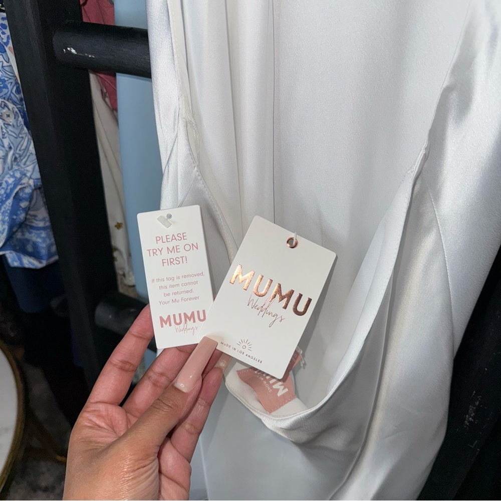 Show Me Your Mumu Jasmine Halter Mini Dress Ivory Luxe Satin Womens XL New NWT - Picture 12 of 17